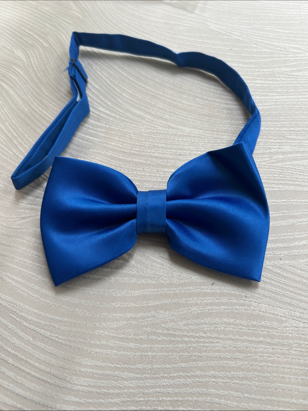 Kids Blue Satin Bow Tie - Adjustable Neck Strap